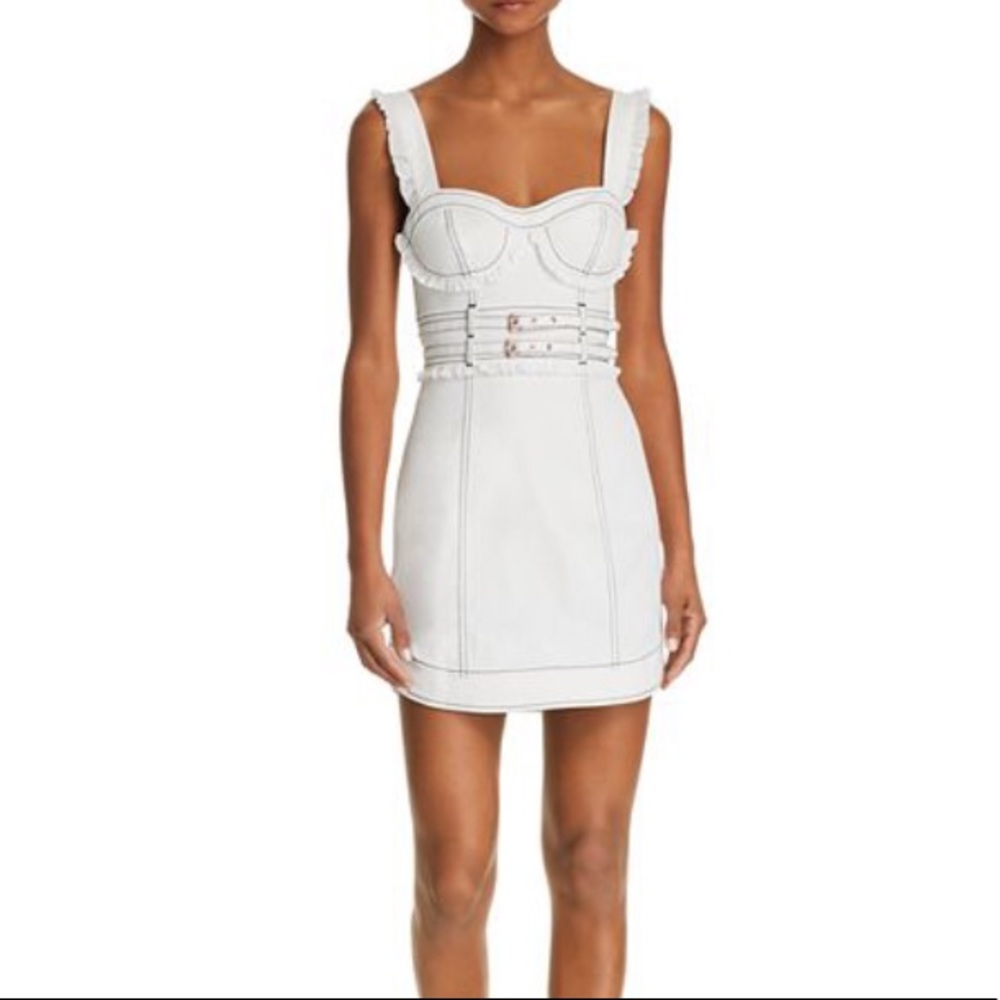 For love and lemon Daria white denim dress size XS